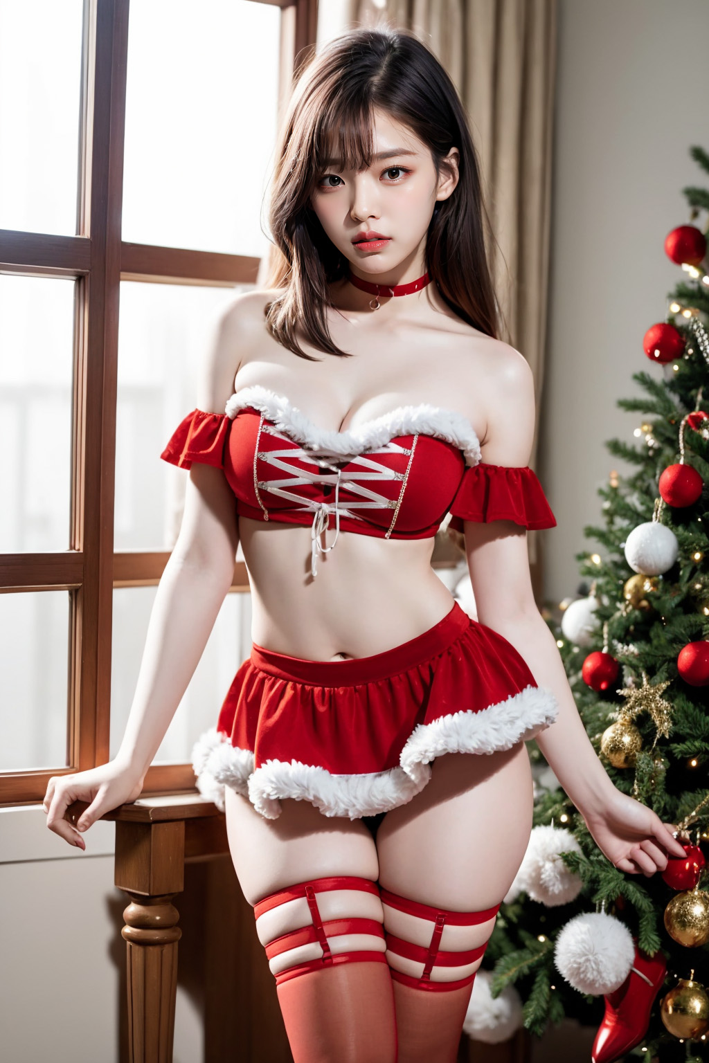 AI-generated cute and sexy Santa girl image - 2