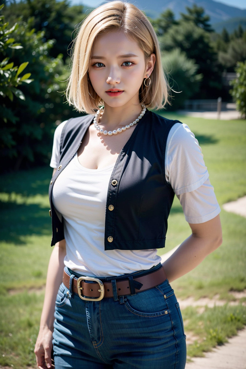 Real-life image of Android 18 from Dragon Ball created by AI