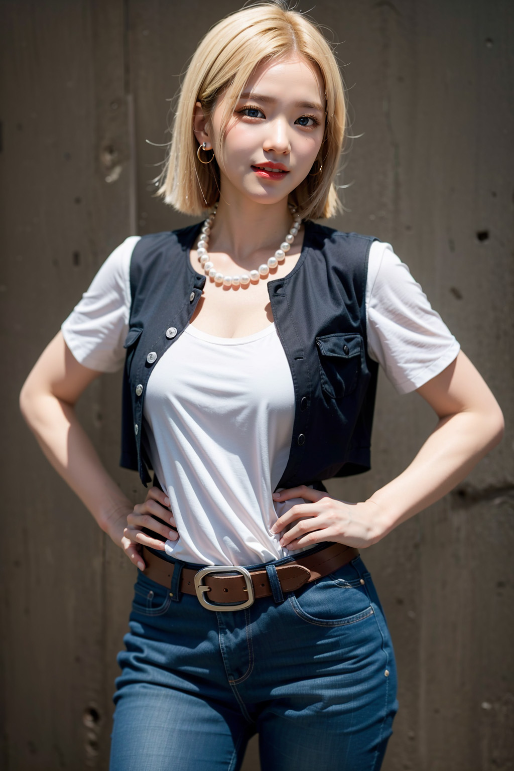 Real-life image of Android 18 from Dragon Ball created by AI