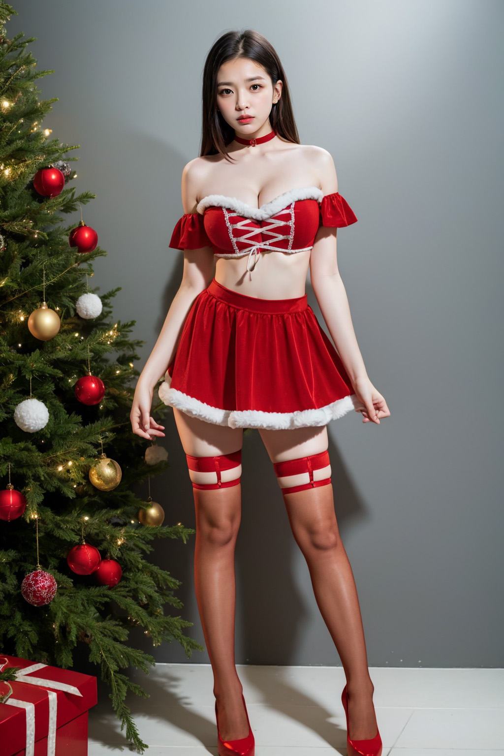 AI-generated cute and sexy Santa girl image - 2