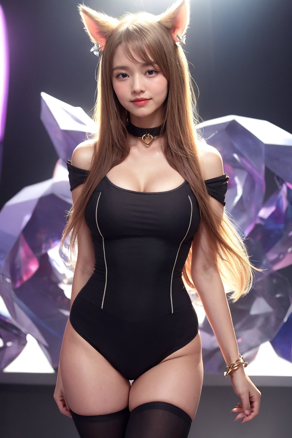 This is a collection of live-action photos created by AI attempting to cosplay K/DA Ari, but failing to do so.