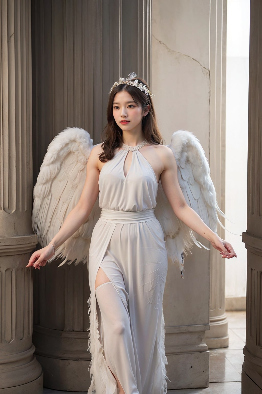 Making a female angel cosplay with AI drawing